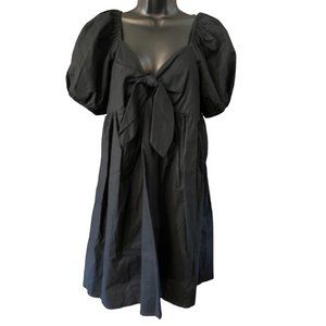 Wild Fable Women’s Dress Medium Lined Tie Front Puff Sleeves Elastic Smocked Bac